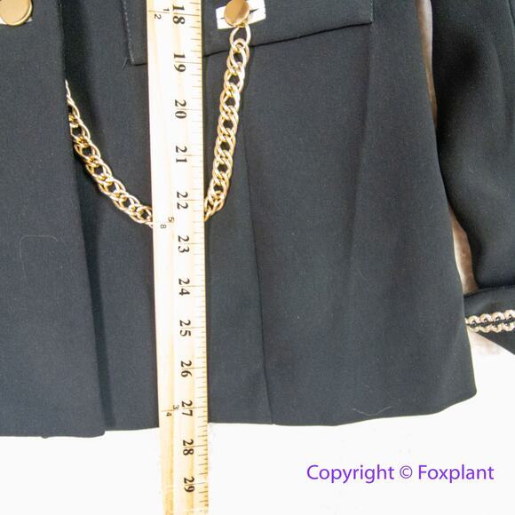 Vintage Lew Magram Collection Blazer Sz 10 Black Gold Buttons Chain Military - Picture 7 of 12